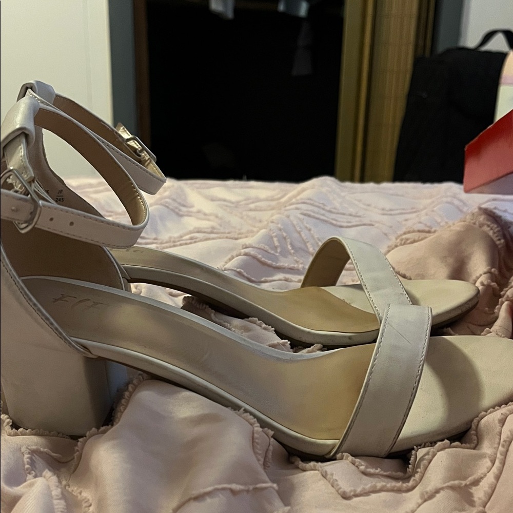 Chic Cream Ankle Strap Block Heels